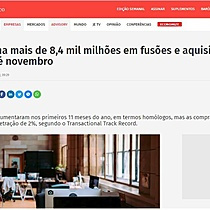 Portugal soma mais de 8,4 mil milhes em fuses e aquisies de empresas at novembro